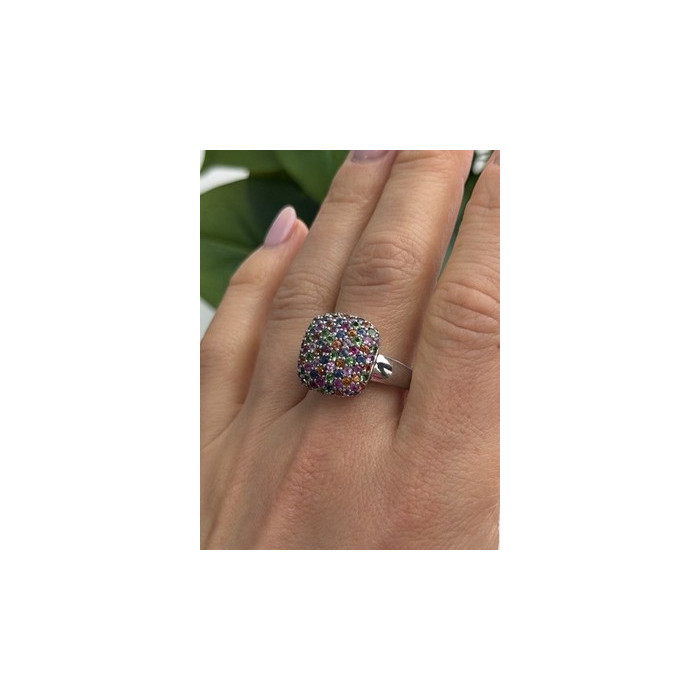 925 Sterling Silver Multi Color Spinel Ring Size 10