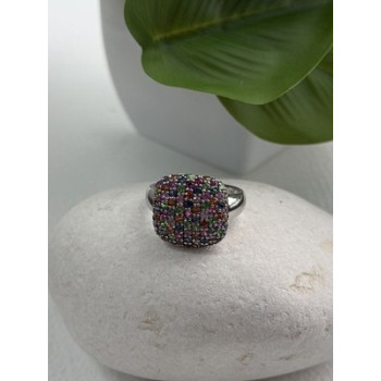 925 Sterling Silver Multi Color Spinel Ring Size 10