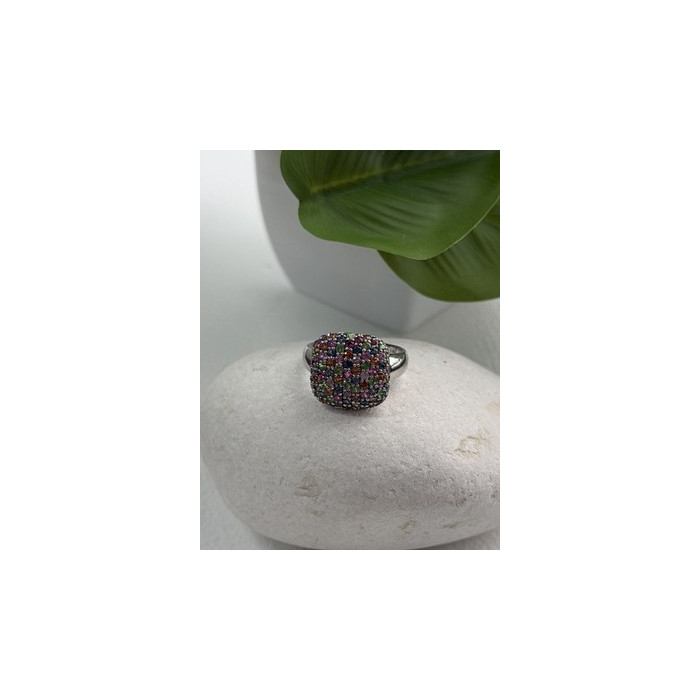 925 Sterling Silver Multi Color Spinel Ring Size 10