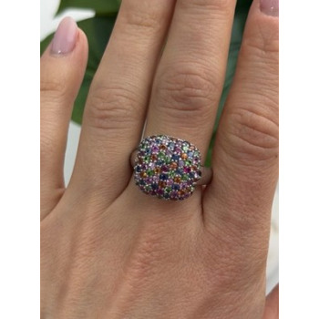 925 Sterling Silver Multi Color Spinel Ring Size 10