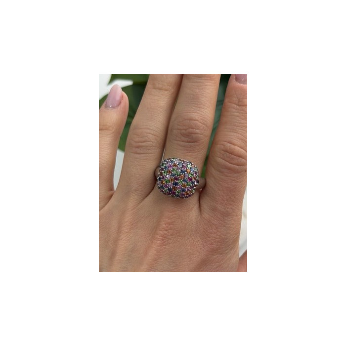 925 Sterling Silver Multi Color Spinel Ring Size 10