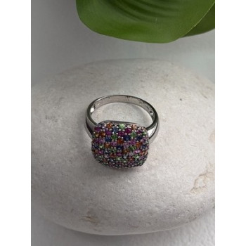 925 Sterling Silver Multi Color Spinel Ring Size 10