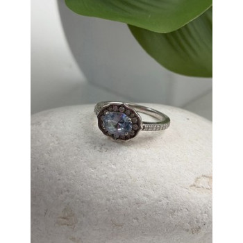 925 Sterling Silver Blue Topaz & Beryl Ring Size 7