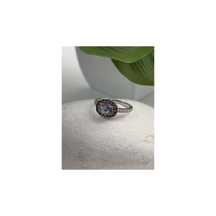 925 Sterling Silver Blue Topaz & Beryl Ring Size 7