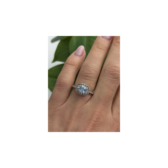 925 Sterling Silver Blue Topaz & Beryl Ring Size 7