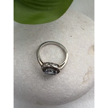 925 Sterling Silver Blue Topaz & Beryl Ring Size 7
