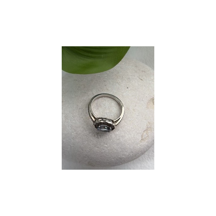 925 Sterling Silver Blue Topaz & Beryl Ring Size 7