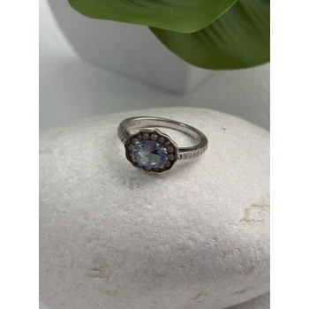 925 Sterling Silver Blue Topaz & Beryl Ring Size 7