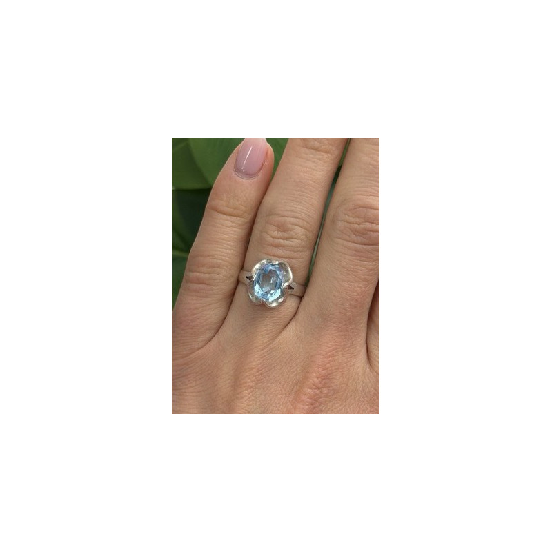 925 Sterling Silver Blue Topaz Ring Size 7.5