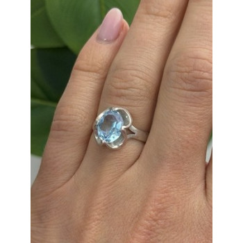 925 Sterling Silver Blue Topaz Ring Size 7.5