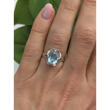 925 Sterling Silver Blue Topaz Ring Size 7.5