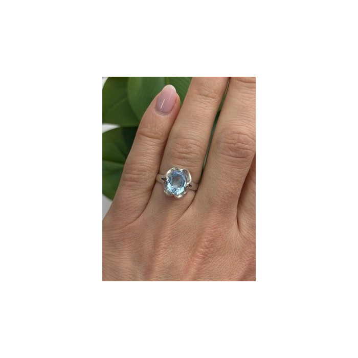 925 Sterling Silver Blue Topaz Ring Size 7.5