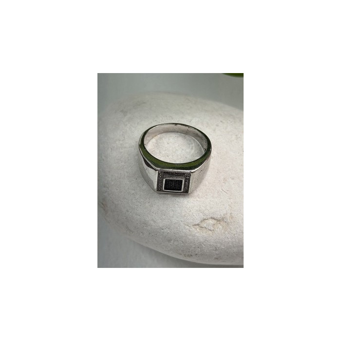 Men's 925 Sterling Silver White & Black Diamonds 0.17 ctw Ring Size 10