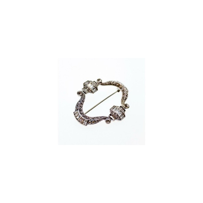 Vintage 925 Sterling Silver CZ Brooch