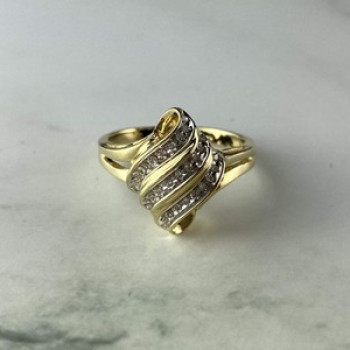 10K Yellow Gold Diamonds Ring Size 11.125