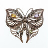 925 Sterling Silver Citrine, Topaz, Amethyst, Peridot & Marcasites Brooch