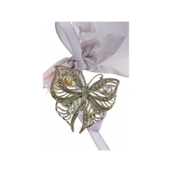 925 Sterling Silver Citrine, Topaz, Amethyst, Peridot & Marcasites Brooch