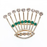 Vintage 925 Sterling Silver White & Green Jewelry Glass 