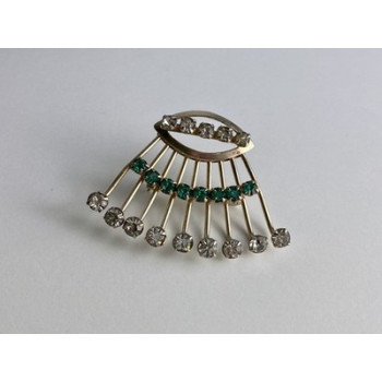 Vintage 925 Sterling Silver White & Green Jewelry Glass 