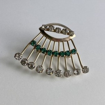 Vintage 925 Sterling Silver White & Green Jewelry Glass 