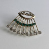 Vintage 925 Sterling Silver White & Green Jewelry Glass 