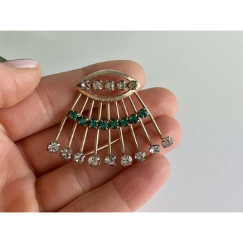 Vintage 925 Sterling Silver White & Green Jewelry Glass 