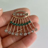 Vintage 925 Sterling Silver White & Green Jewelry Glass 