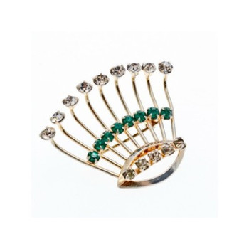 Vintage 925 Sterling Silver White & Green Jewelry Glass 