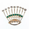 Vintage 925 Sterling Silver White & Green Jewelry Glass 