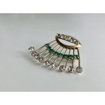 Vintage 925 Sterling Silver White & Green Jewelry Glass 