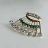 Vintage 925 Sterling Silver White & Green Jewelry Glass 