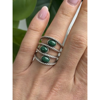 925 Sterling Silver Malachite Ring Size 7.5
