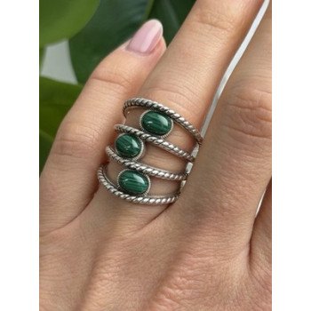 925 Sterling Silver Malachite Ring Size 7.5