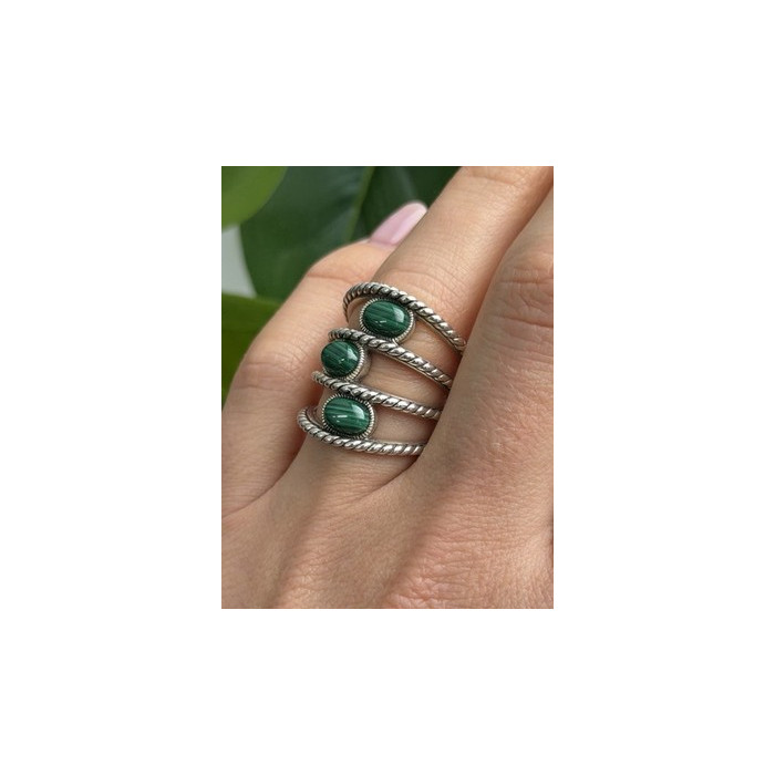 925 Sterling Silver Malachite Ring Size 7.5