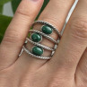 925 Sterling Silver Malachite Ring Size 7.5