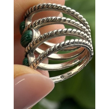 925 Sterling Silver Malachite Ring Size 7.5