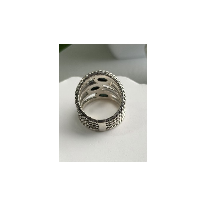 925 Sterling Silver Malachite Ring Size 7.5