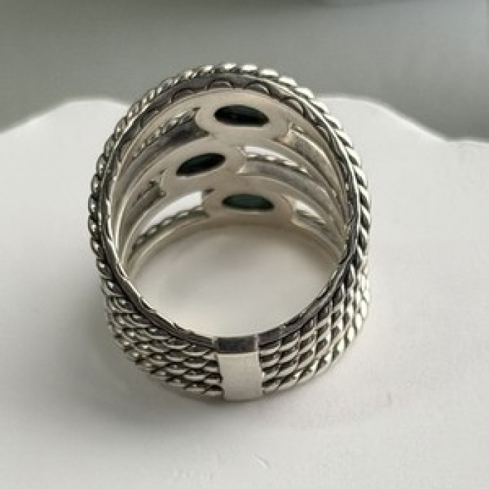 925 Sterling Silver Malachite Ring Size 7.5