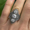 Vintage 925 Sterling Silver Cz & Marcasite Ring Size 6