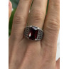 Men's 925 Sterling Silver Garnet Ring Size 12