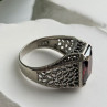 Men's 925 Sterling Silver Garnet Ring Size 12