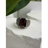 Men's 925 Sterling Silver Garnet Ring Size 12