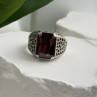 Men's 925 Sterling Silver Garnet Ring Size 12