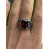 Men's 925 Sterling Silver Garnet Ring Size 12