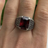 Men's 925 Sterling Silver Garnet Ring Size 12