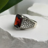 Men's 925 Sterling Silver Garnet Ring Size 12