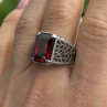 Men's 925 Sterling Silver Garnet Ring Size 12
