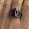Men's 925 Sterling Silver Garnet Ring Size 12