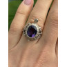 925 Sterling Silver Turtle Amethyst & Marcasite Ring Size 6