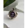 925 Sterling Silver Turtle Amethyst & Marcasite Ring Size 6